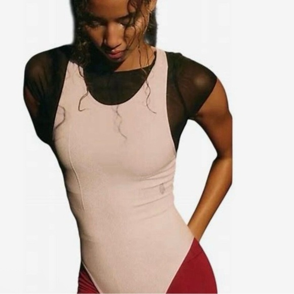 NWT Free People Movement Beat Street Bodysuit in Rose Quartz, Size M/L - Picture 2 of 11